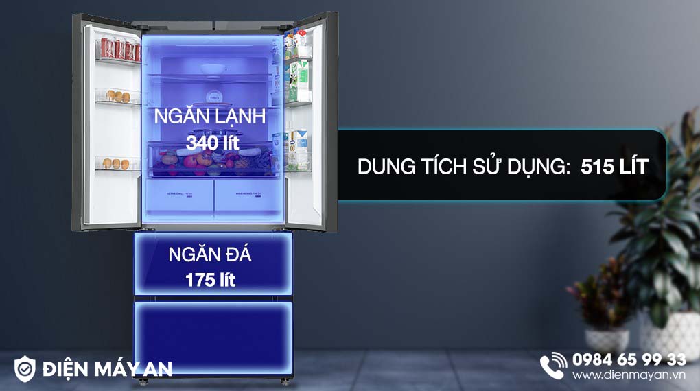 Tủ Lạnh Toshiba Inverter 515 Lít Multi Door GR-RF669WI-PGV(A9)-BG - dung tích